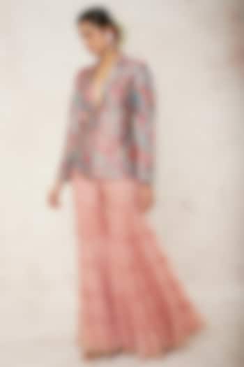 Blush Pink Georgette Tiered Sharara Set by GOPI VAID