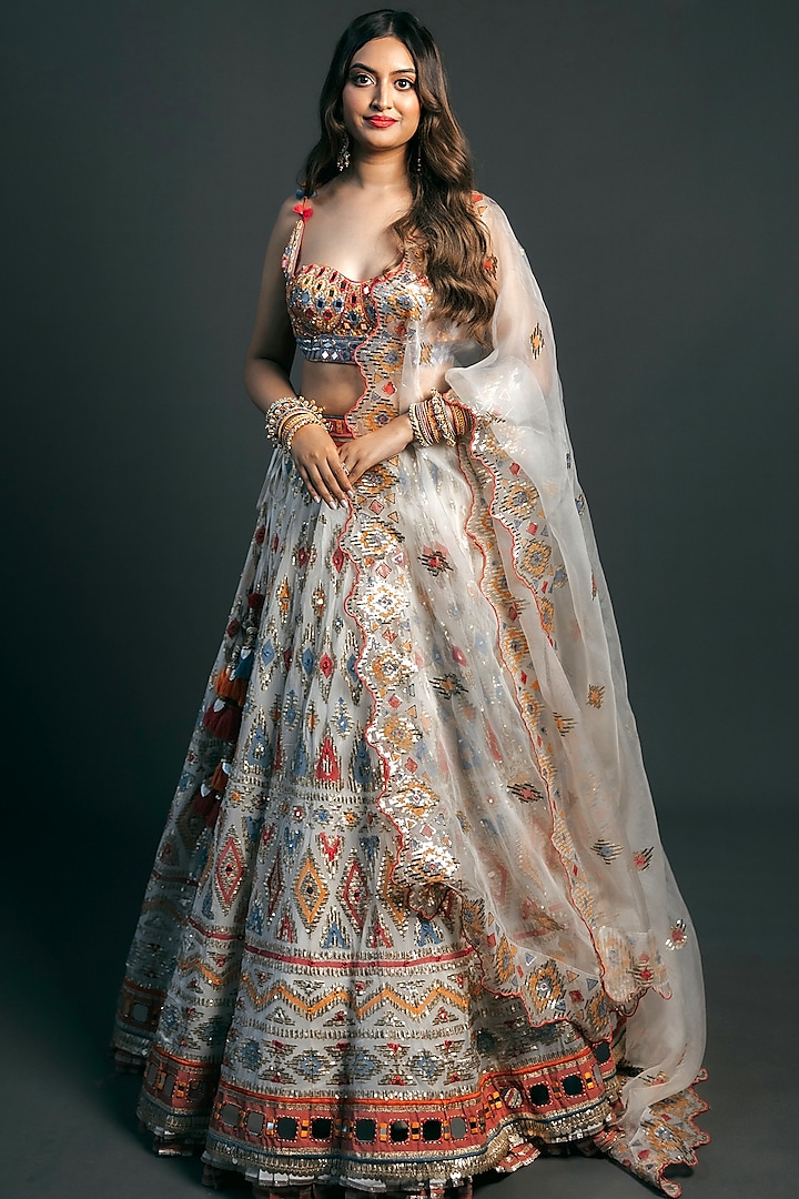 Multi-Colored Embroidered Wedding Lehenga Set by GOPI VAID at Pernia's Pop Up Shop