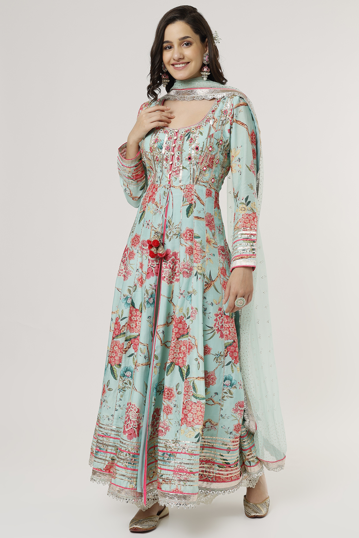Sky Blue Embroidered Kurta Set by GOPI VAID