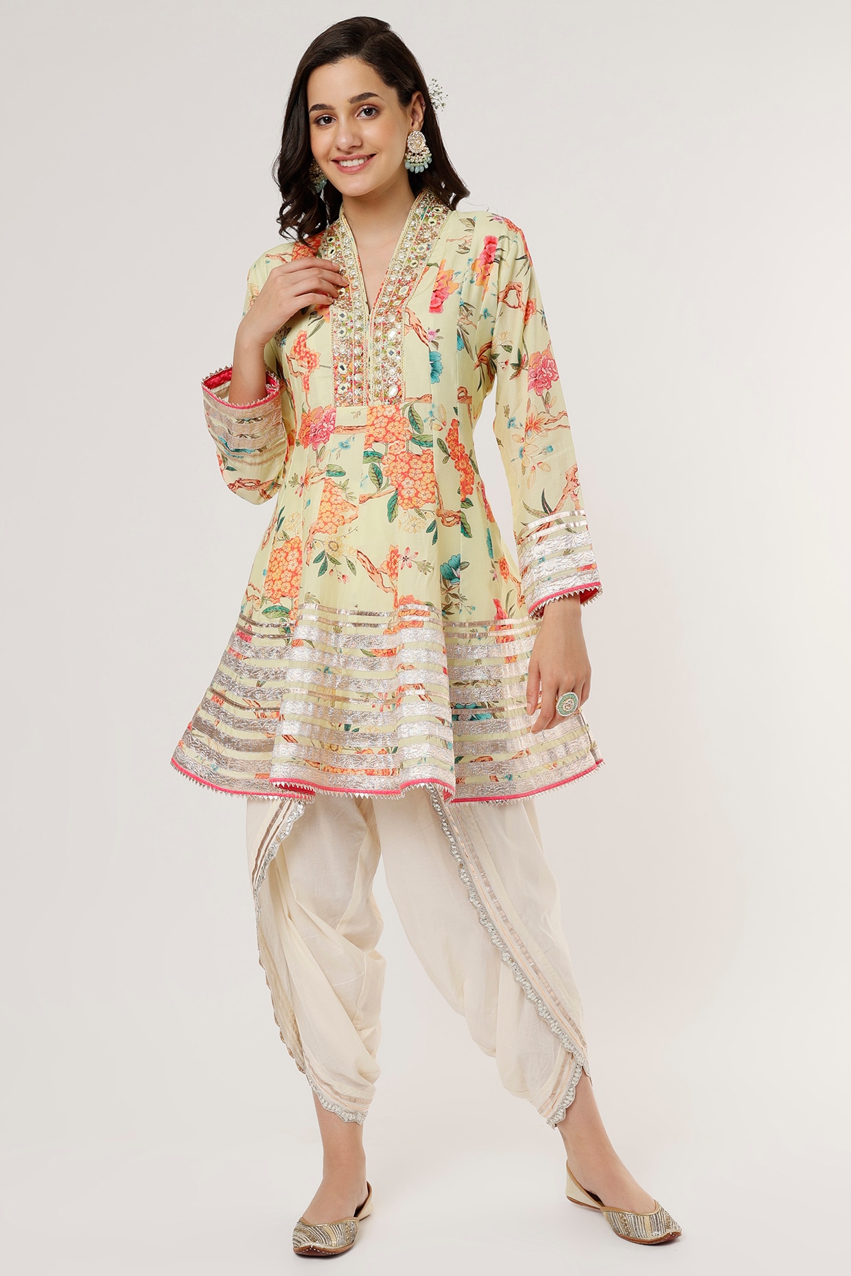 Buy Rose Solid Angrakha Style Suit Set Online - Ritu Kumar UAE Store View