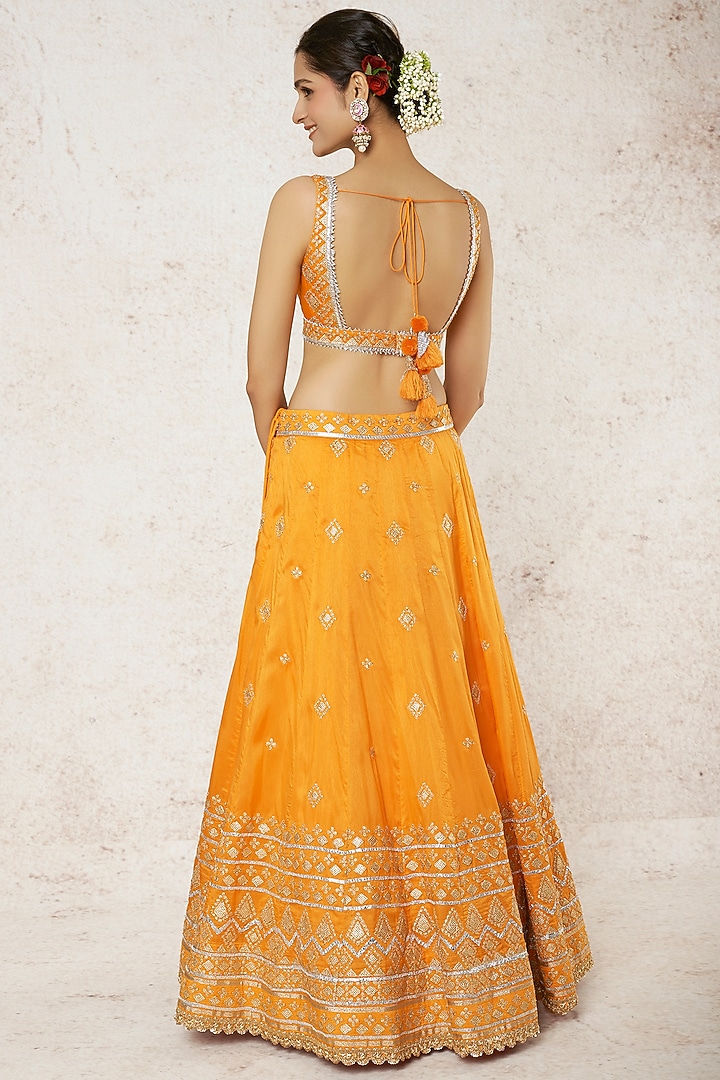 Orange Embroidered Wedding Lehenga Set by GOPI VAID at Pernia's Pop Up Shop