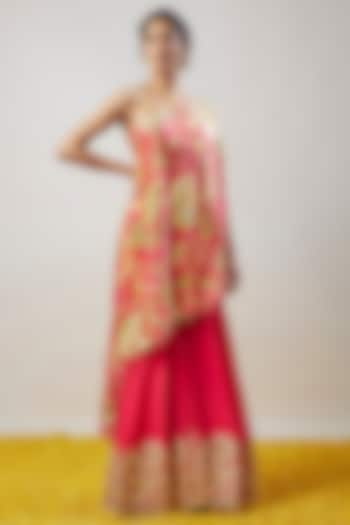 Pink Chiffon Sharara Set by GOPI VAID at Pernia's Pop Up Shop