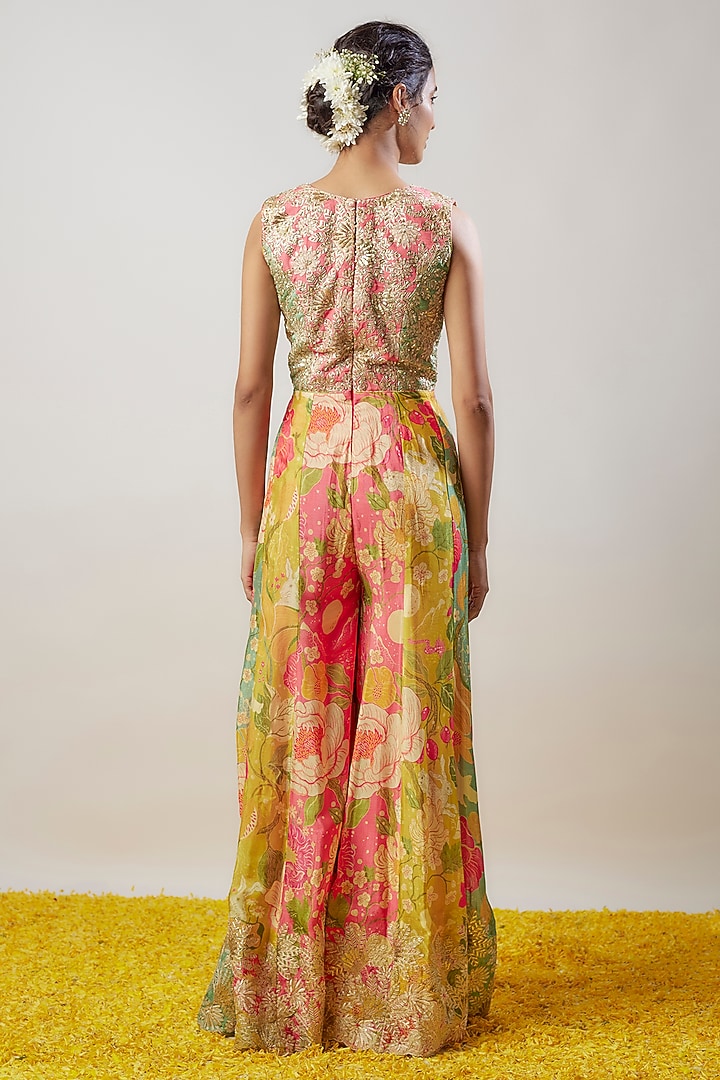 Multi-Colored Chiffon Floral Printed Jumpsuit by GOPI VAID at Pernia's Pop Up Shop