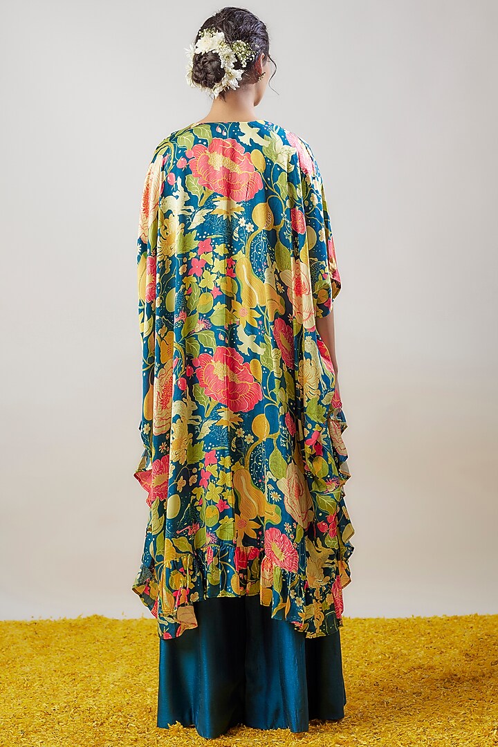 Blue Tussar Pant Set by GOPI VAID at Pernia's Pop Up Shop