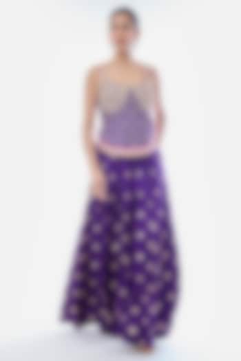 Purple Tussar Embroidered Pant Set by GOPI VAID at Pernia's Pop Up Shop