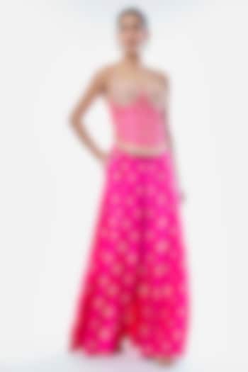 Pink Tussar Embroidered Pant Set by GOPI VAID at Pernia's Pop Up Shop