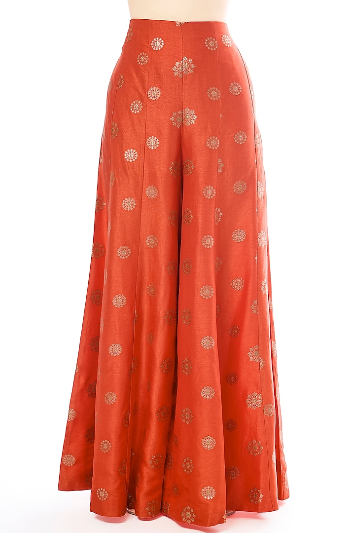 Orange Tussar Motif Pant Set by GOPI VAID at Pernia's Pop Up Shop