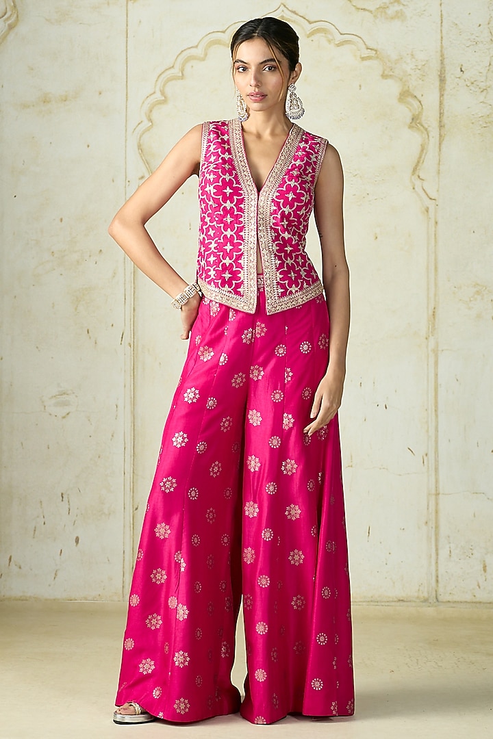 Rani Pink Tussar Pant Set by GOPI VAID at Pernia's Pop Up Shop