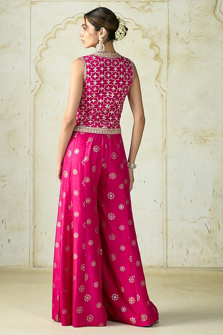 Rani Pink Tussar Pant Set by GOPI VAID at Pernia's Pop Up Shop