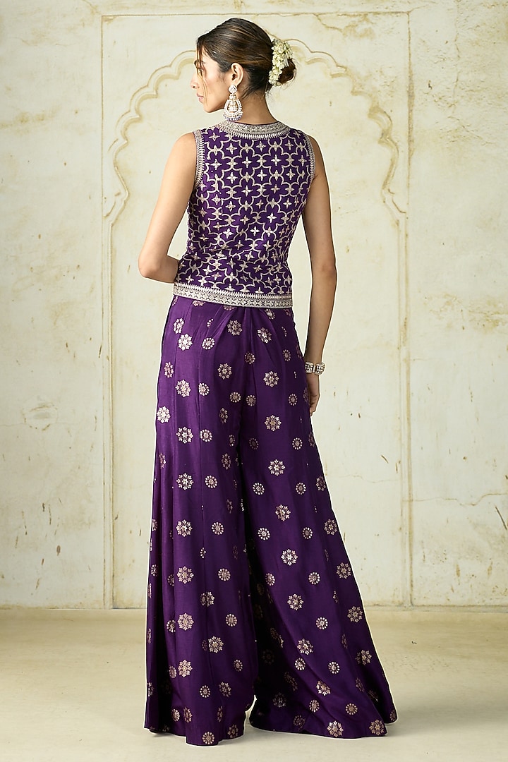 Purple Tussar Pant Set by GOPI VAID at Pernia's Pop Up Shop