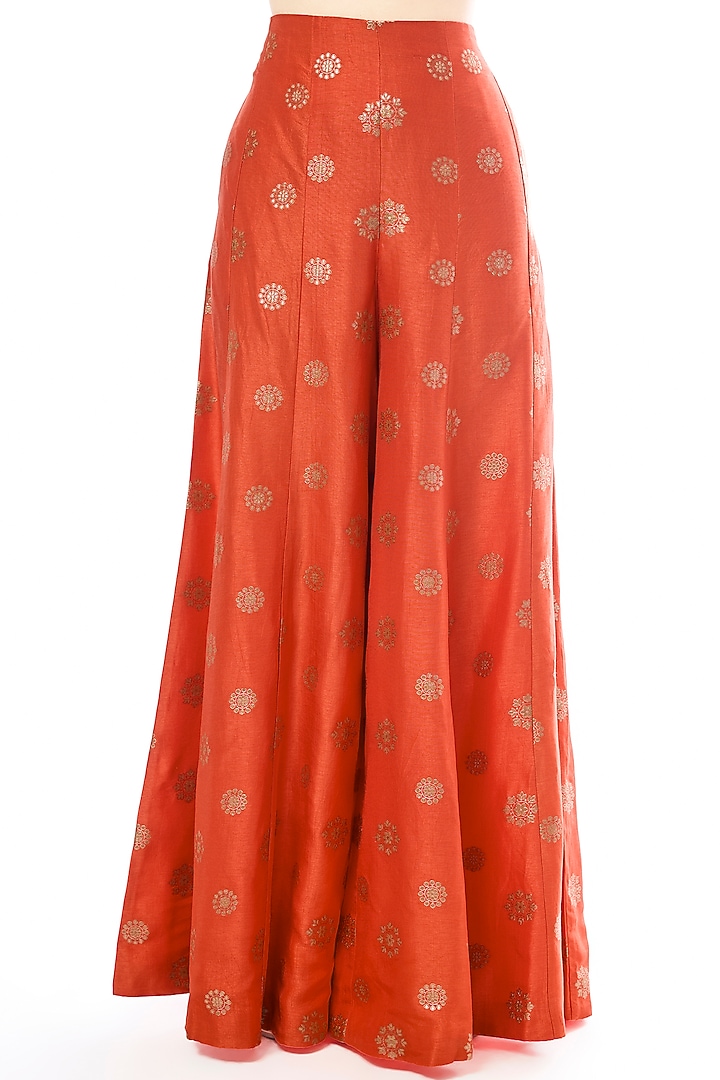 Orange Tussar Motif Pant Set by GOPI VAID at Pernia's Pop Up Shop