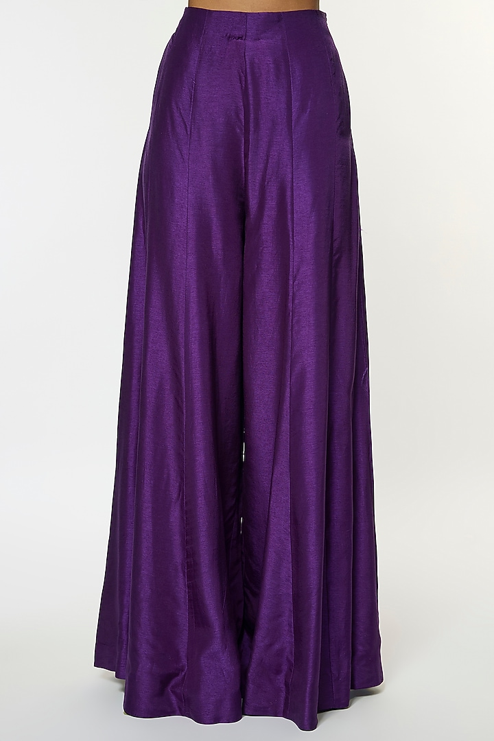 Purple Tussar Embroidered Wedding Sharara Set by GOPI VAID at Pernia's Pop Up Shop