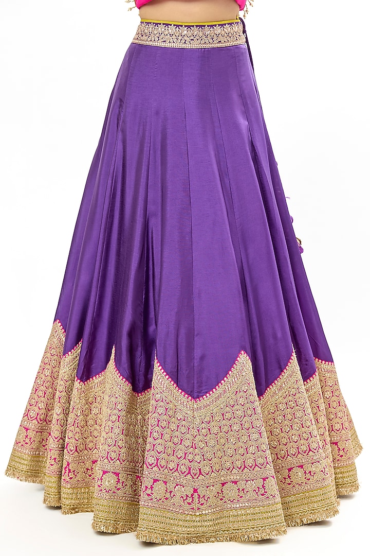 Purple Tussar Embroidered Wedding Lehenga Set by GOPI VAID at Pernia's Pop Up Shop