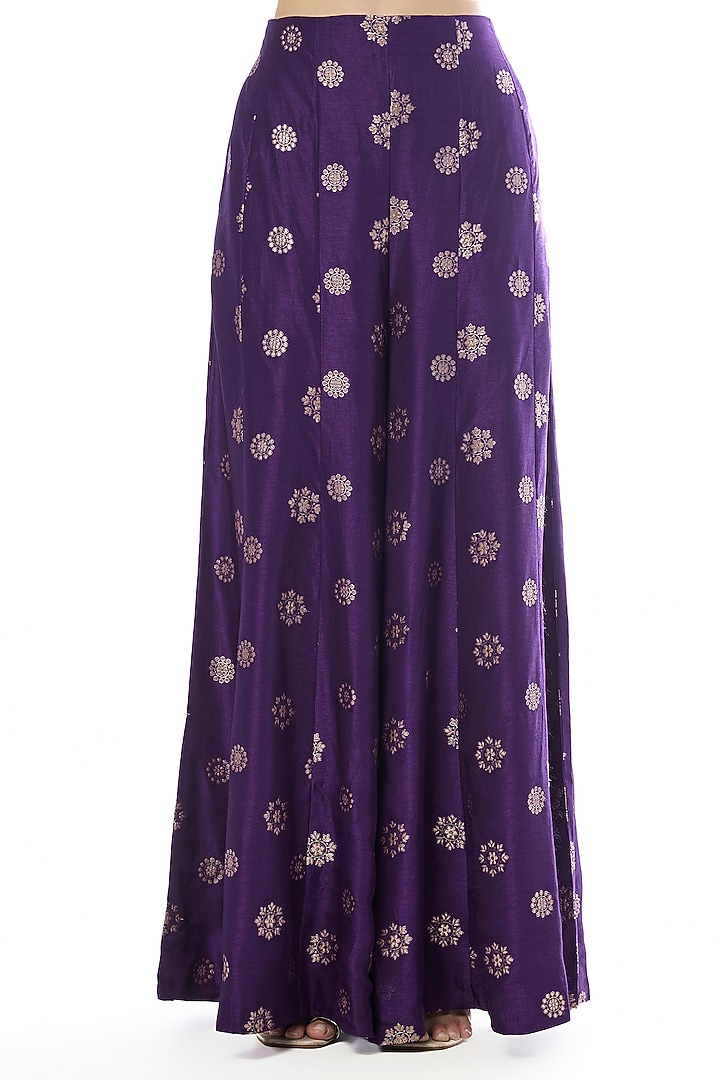 Purple Tussar Motif Pant Set by GOPI VAID at Pernia's Pop Up Shop