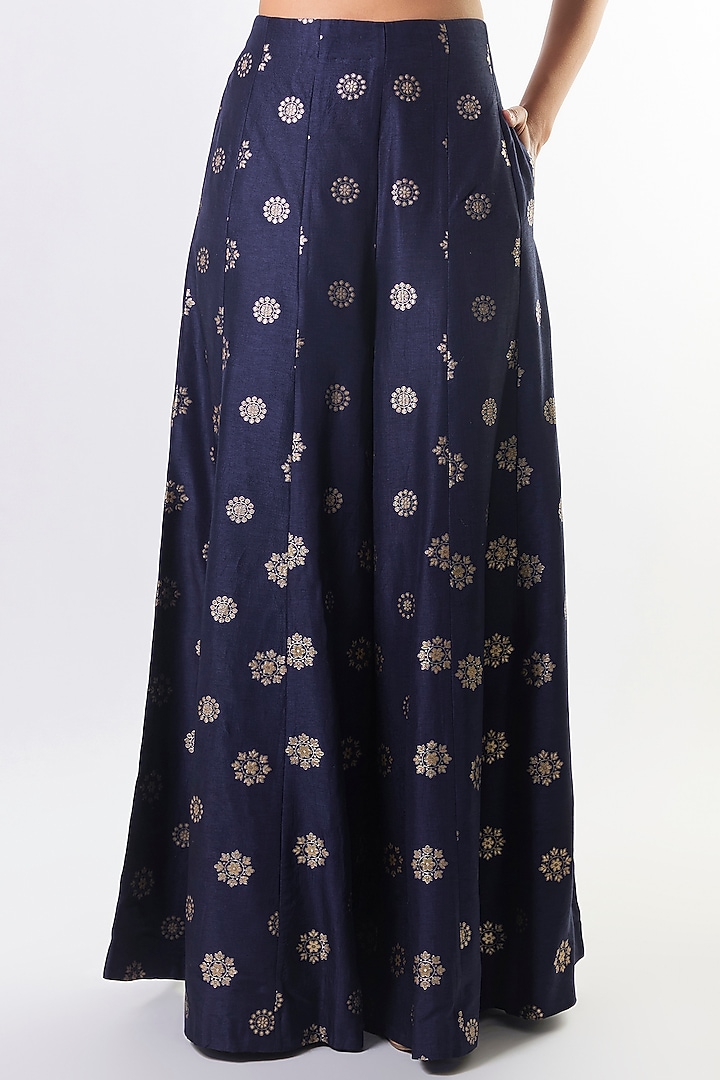 Navy Tussar Embellished Pant Set by GOPI VAID at Pernia's Pop Up Shop