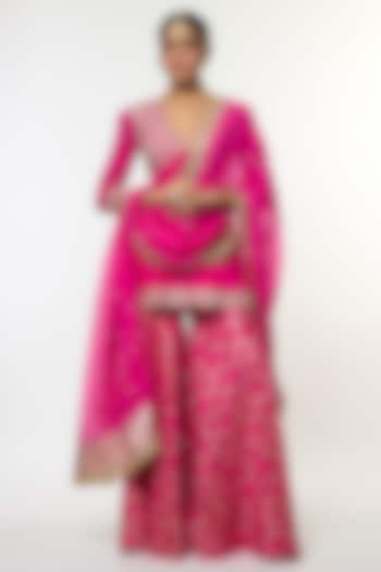 Pink Tussar Wedding Sharara Set by GOPI VAID at Pernia's Pop Up Shop