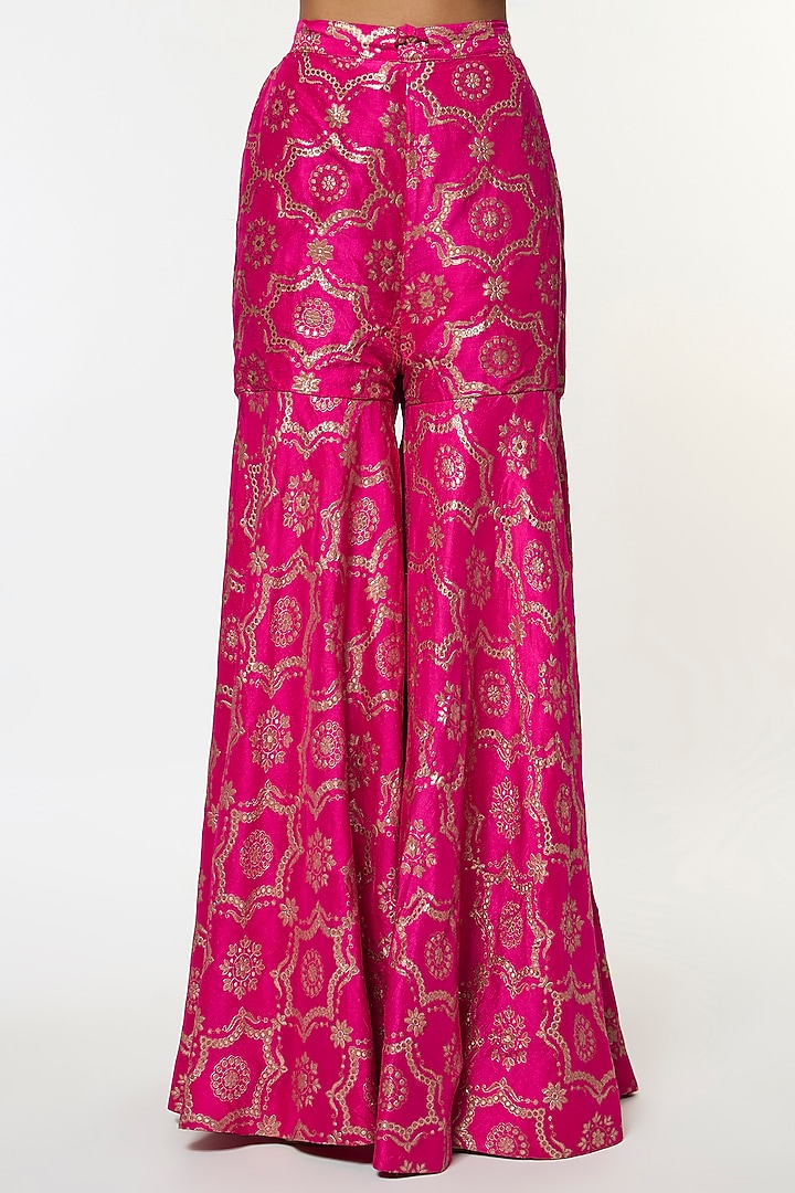 Pink Tussar Wedding Sharara Set by GOPI VAID at Pernia's Pop Up Shop