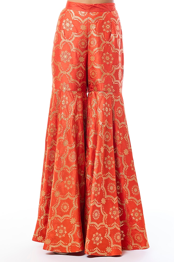Orange Tussar Wedding Sharara Set by GOPI VAID at Pernia's Pop Up Shop