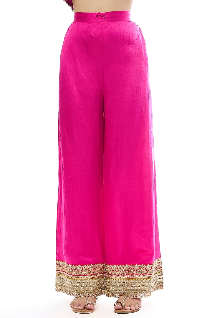 Pink Tussar Embellished Wedding Anarkali Set by GOPI VAID at Pernia's Pop Up Shop