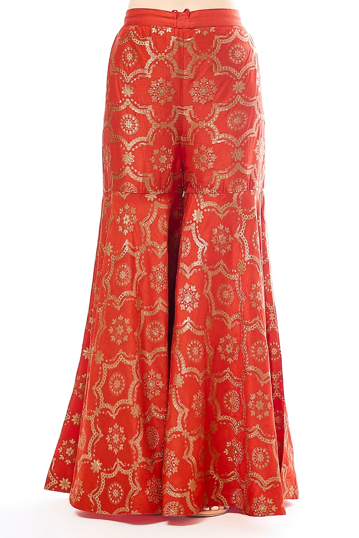Orange Tussar Wedding Sharara Set by GOPI VAID at Pernia's Pop Up Shop