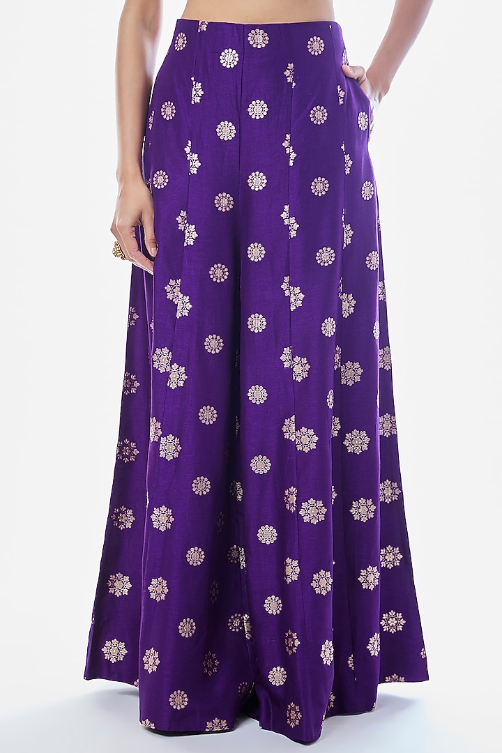 Purple Tussar Embroidered Jacket-Style Kurta Set by GOPI VAID at Pernia's Pop Up Shop