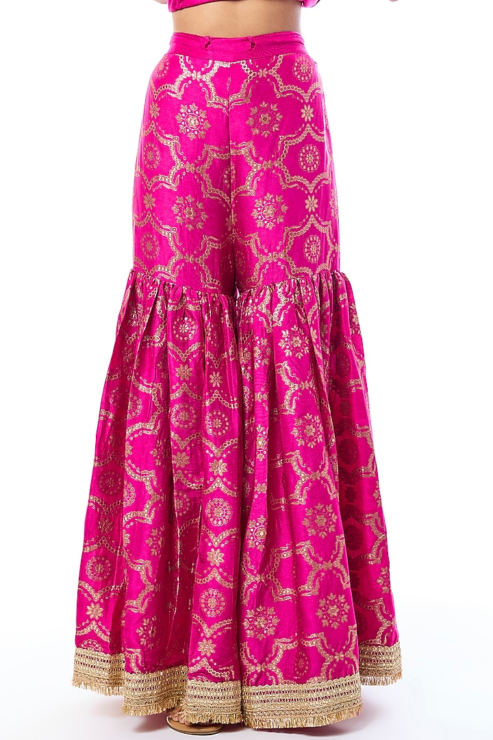 Pink Tussar Embellished Wedding Sharara Set by GOPI VAID at Pernia's Pop Up Shop