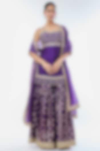Purple Tussar Wedding Sharara Set by GOPI VAID at Pernia's Pop Up Shop