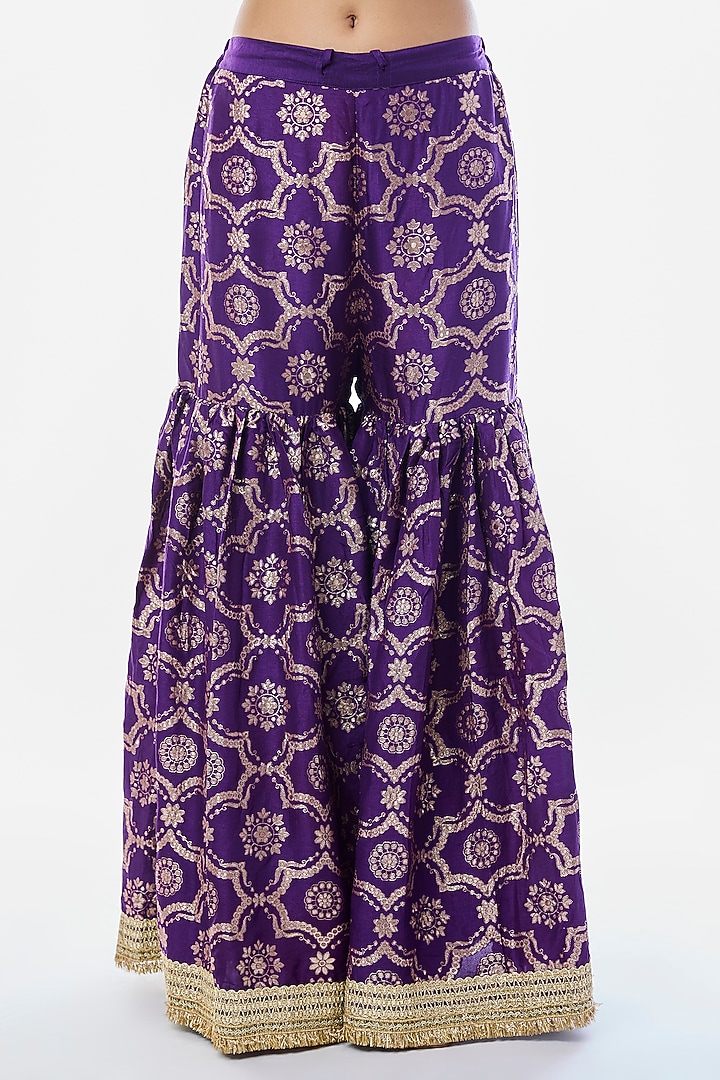 Purple Tussar Wedding Sharara Set by GOPI VAID at Pernia's Pop Up Shop