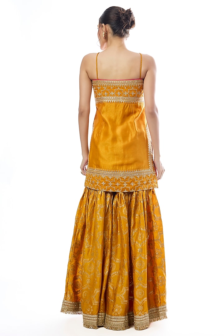 Yellow Tussar Embellished Wedding Sharara Set by GOPI VAID at Pernia's Pop Up Shop