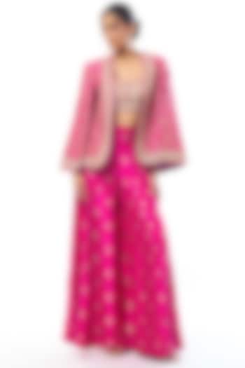 Rani Pink Tussar Palazzo Pant Set by GOPI VAID at Pernia's Pop Up Shop