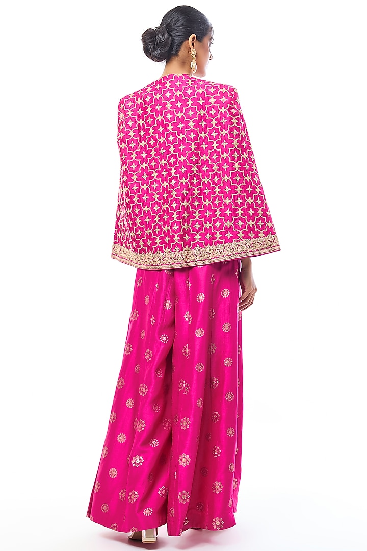Rani Pink Tussar Palazzo Pant Set by GOPI VAID at Pernia's Pop Up Shop