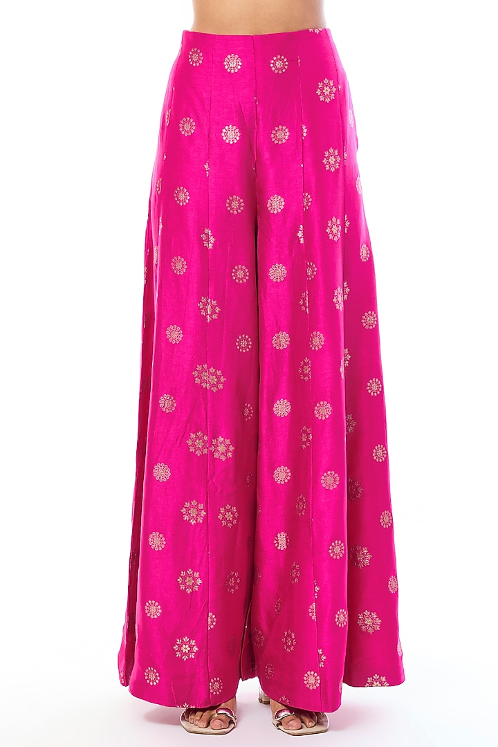 Rani Pink Tussar Palazzo Pant Set by GOPI VAID at Pernia's Pop Up Shop