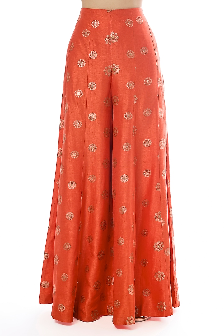 Orange Tussar Embroidered Jacket Set by GOPI VAID at Pernia's Pop Up Shop