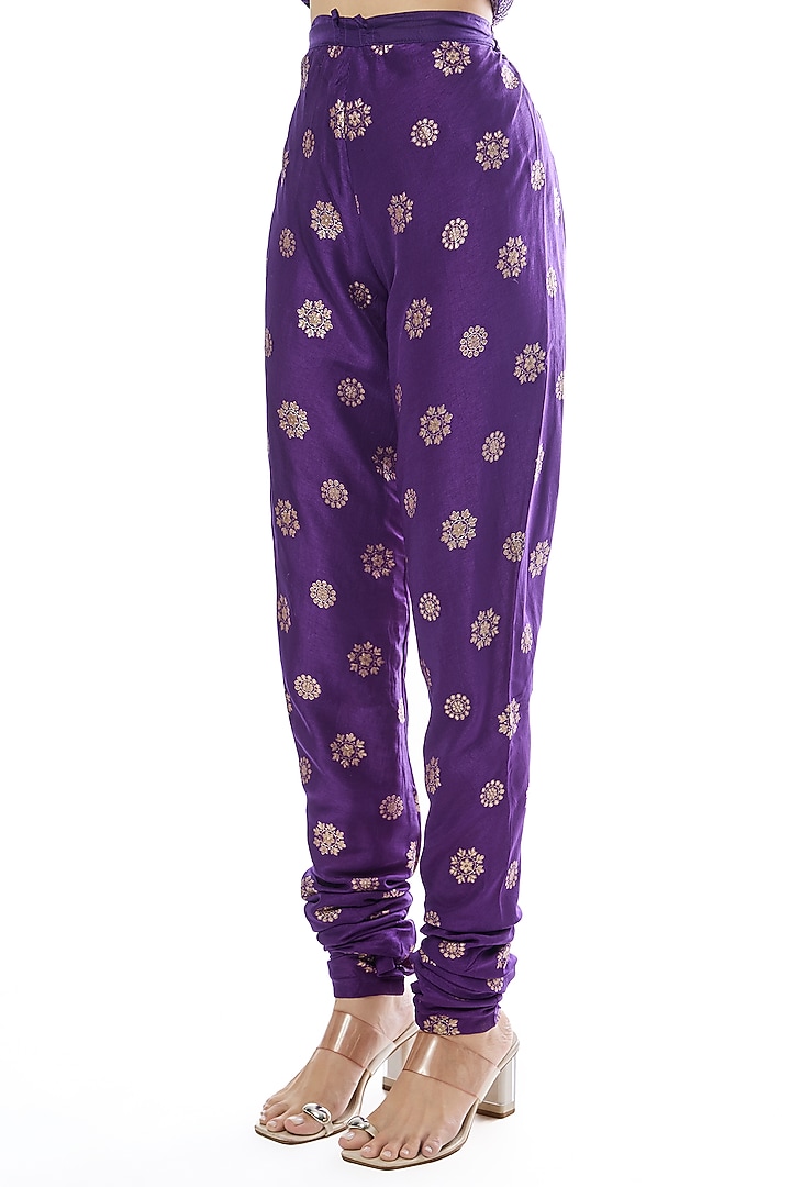 Purple Tussar Embroidered Wedding Anarkali Set by GOPI VAID at Pernia's Pop Up Shop