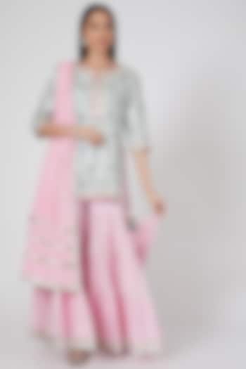 Pink Embellished Sharara Set by GOPI VAID
