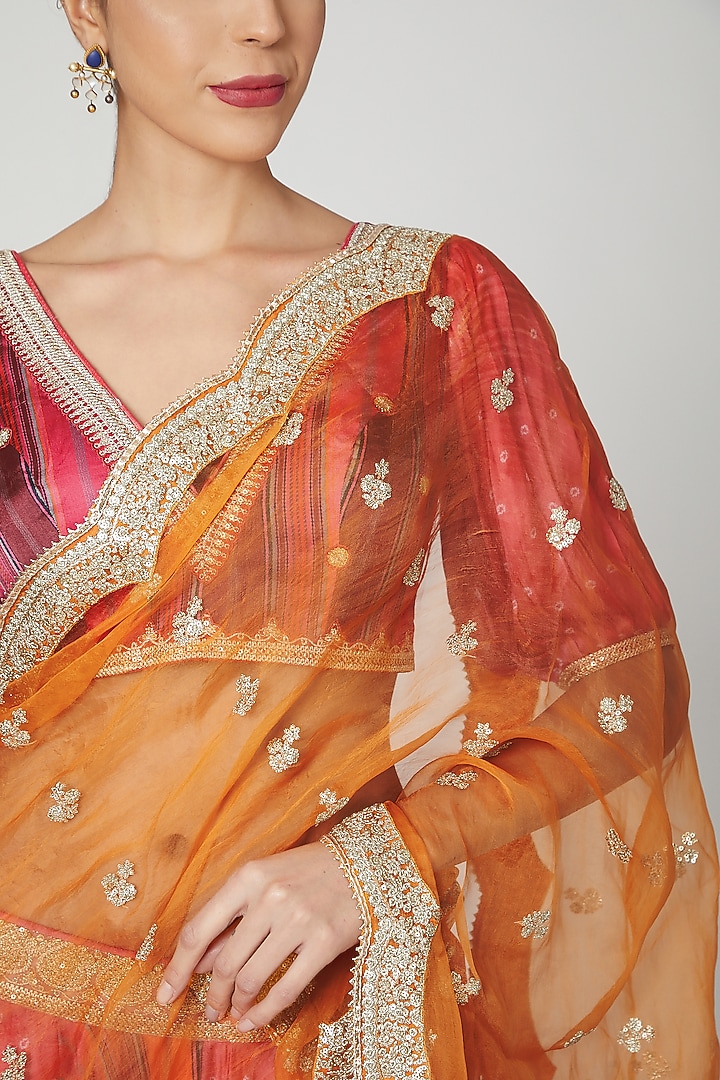 Red Embroidered Wedding Lehenga Set by GOPI VAID at Pernia's Pop Up Shop