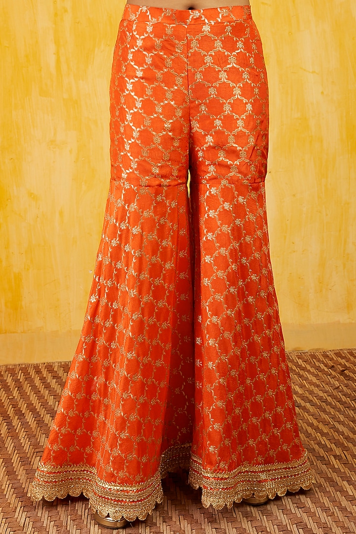 Orange Marodi Embroidered Wedding Anarkali Set by GOPI VAID at Pernia's Pop Up Shop