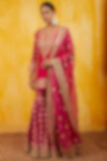Rani Pink Gota Embellished Sharara Set by GOPI VAID