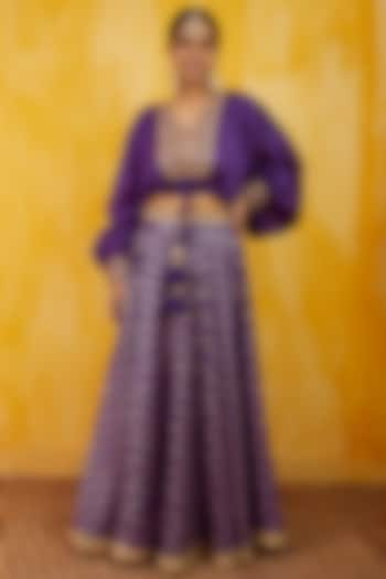 Purple Jaal Embroidered Skirt Set by GOPI VAID