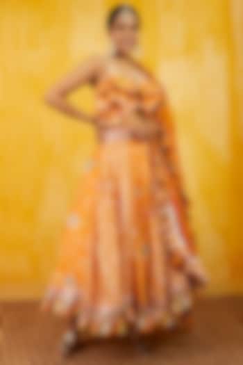 Mango Yellow Gota Embroidered Wedding Lehenga Set by GOPI VAID at Pernia's Pop Up Shop