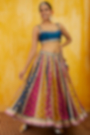 Multi-Colored Sequins Embroidered Lehenga Set by GOPI VAID
