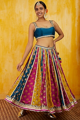 Multi-Colored Sequins Embroidered Lehenga Set by GOPI VAID
