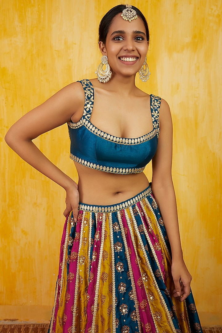 Multi-Colored Sequins Embroidered Wedding Lehenga Set by GOPI VAID at Pernia's Pop Up Shop