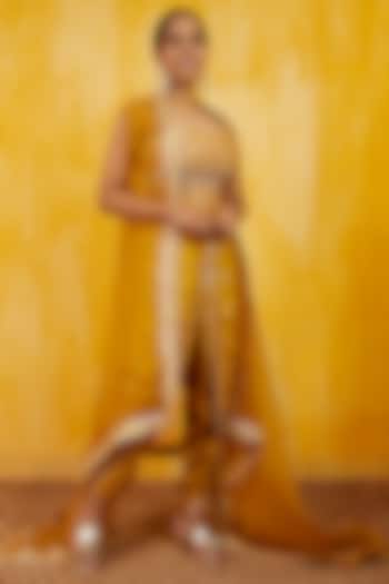 Mustard Tussar Dhoti Set by GOPI VAID at Pernia's Pop Up Shop