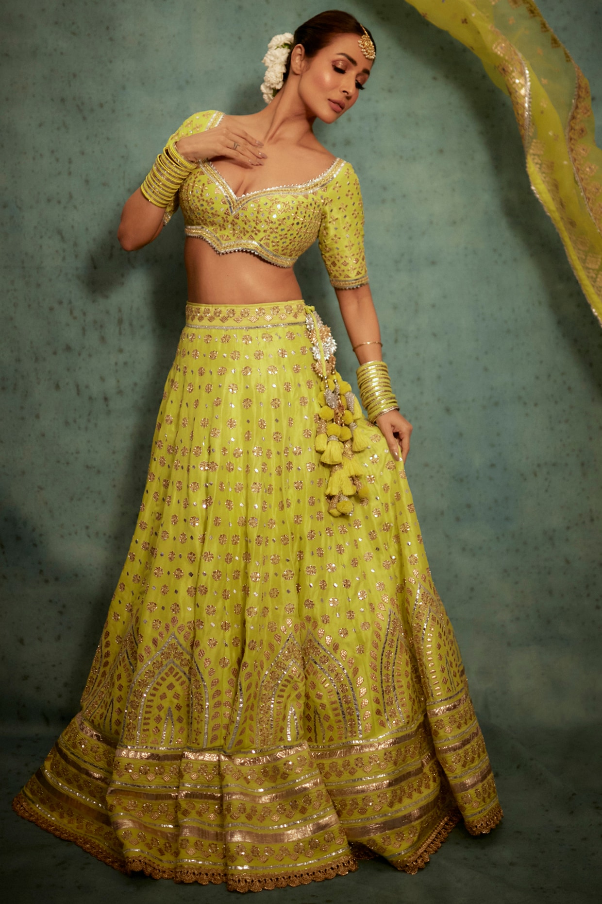 Lime 2024 road lehenga