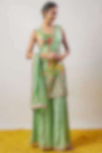 Green Lurex Sharara Set by GOPI VAID at Pernia's Pop Up Shop