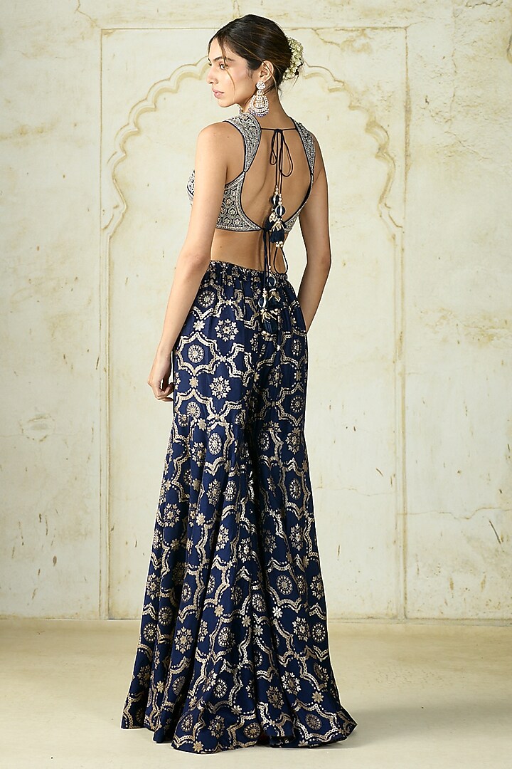 Navy Organza Zari work Cape Set by GOPI VAID at Pernia's Pop Up Shop
