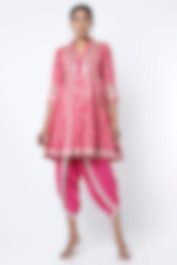 Pink Tussar Dhoti Set by GOPI VAID