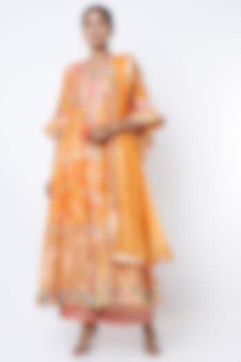 Mango Yellow Embroidered Wedding Anarkali Set by GOPI VAID at Pernia's Pop Up Shop