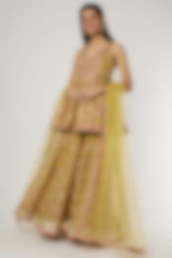 Mustard Printed Gharara Set by GOPI VAID at Pernia's Pop Up Shop